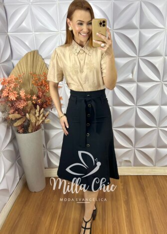 Milla Chic - millachic com br saia mileide em alfaiataria preta 2 Saia Mileide Em Alfaiataria - Preta - Milla Chic