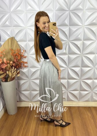 Saia Sophia Em Tule - Cinza - Milla Chic