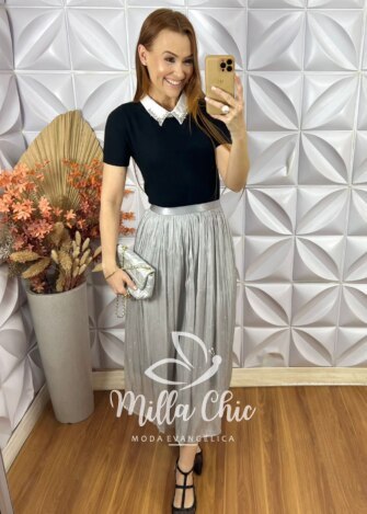 Saia Sophia Em Tule - Cinza - Milla Chic