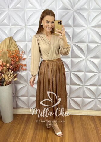 Milla Chic - millachic com br saia sophia em tule marrom 3 Saia Sophia Em Tule - Marrom - Milla Chic