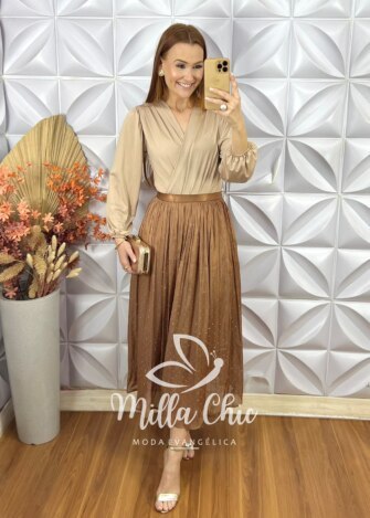 Milla Chic - millachic com br saia sophia em tule marrom 4 Saia Sophia Em Tule - Marrom - Milla Chic