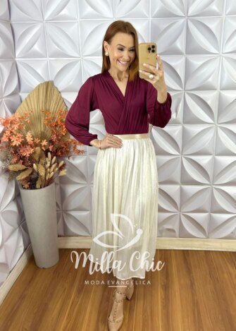 Saia Sophia Em Tule - OffWhite - Milla Chic