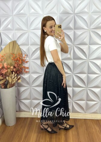 Saia Sophia Em Tule - Preta - Milla Chic