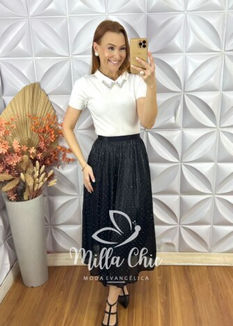 Saia Sophia Em Tule - Preta - Milla Chic