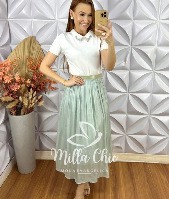 Saia Sophia Em Tule - Verde - Milla Chic