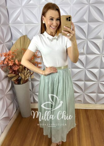 Saia Sophia Em Tule - Verde - Milla Chic