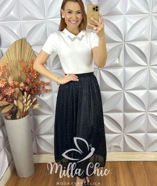 Saia Sophia Em Tule - Preta - Milla Chic