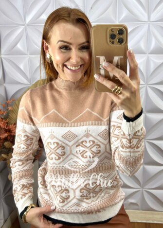 Sueter Katy Em Tricot Modal - Bege - Milla Chic
