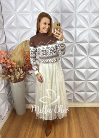 Sueter Katy Em Tricot Modal - Cinza - Milla Chic