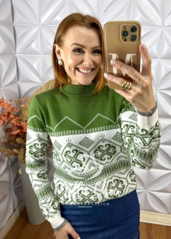 Sueter Katy Em Tricot Modal - Verde - Milla Chic