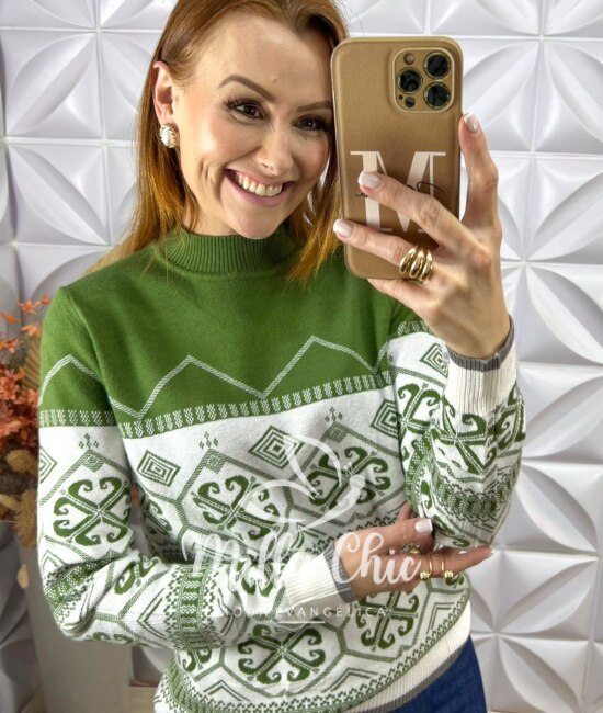 Sueter Katy Em Tricot Modal - Verde - Milla Chic