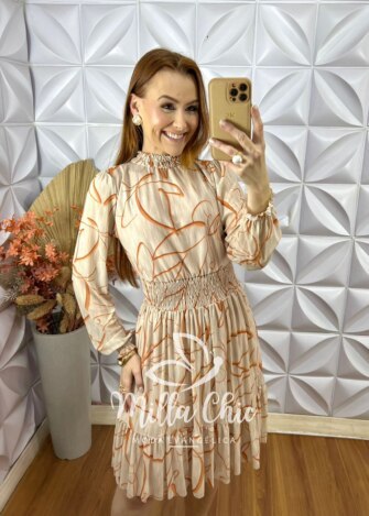 Vestido Agatha Em Tule - Areia - Milla Chic