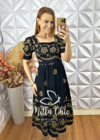 Vestido Agnes Bordado - Preto - Milla Chic