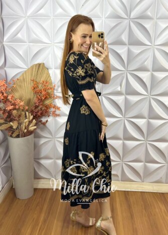 Vestido Agnes Bordado - Preto - Milla Chic
