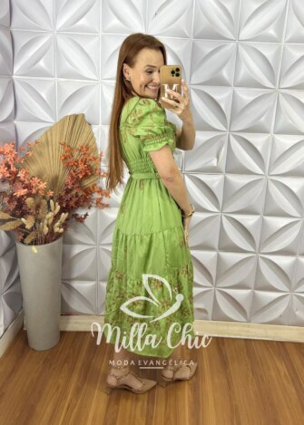 Vestido Agnes Bordado - Verde - Milla Chic