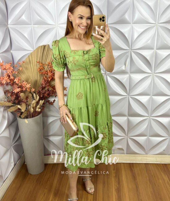 Vestido Agnes Bordado - Verde - Milla Chic