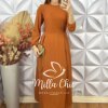 Vestido Elvira Em Alfaiataria Marrant - TerraCota - Milla Chic