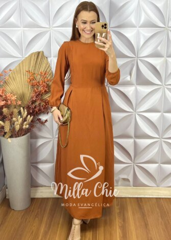 Vestido Elvira Em Alfaiataria Marrant - TerraCota - Milla Chic