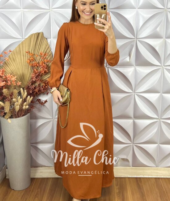 Vestido Elvira Em Alfaiataria Marrant - TerraCota - Milla Chic