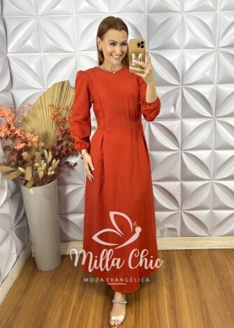 Vestido Elvira Em Alfaiataria Marrant - Laranja - Milla Chic