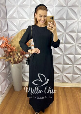 Vestido Elvira Em Alfaiataria Marrant - Preto - Milla Chic