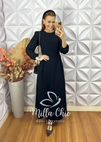 Vestido Elvira Em Alfaiataria Marrant - Preto - Milla Chic