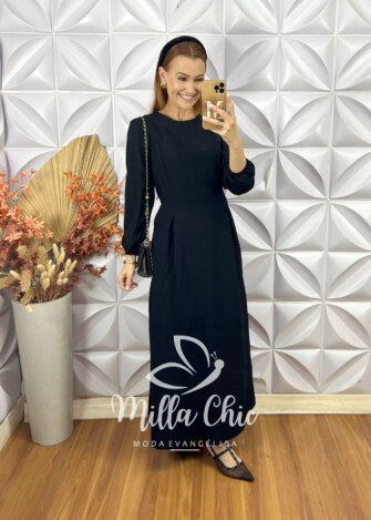 Vestido Elvira Em Alfaiataria Marrant - Preto - Milla Chic