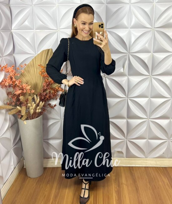 Vestido Elvira Em Alfaiataria Marrant - Preto - Milla Chic