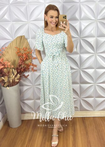 Vestido Geórgia Estampado- Branco - Milla Chic