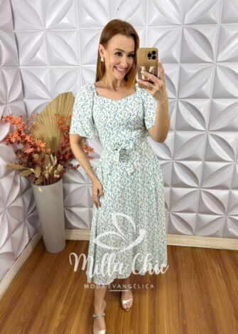 Vestido Geórgia Estampado- Branco - Milla Chic