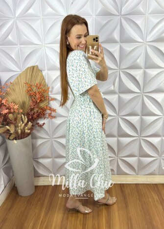 Vestido Geórgia Estampado- Branco - Milla Chic