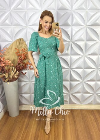 Vestido Geórgia Estampado- Verde - Milla Chic