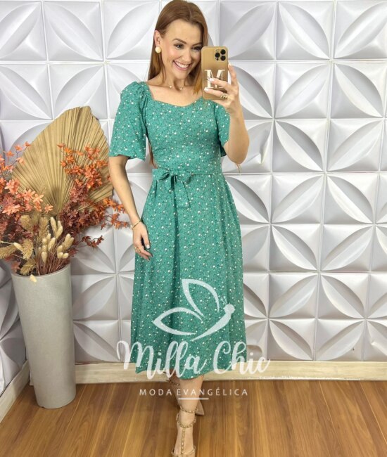 Vestido Geórgia Estampado- Verde - Milla Chic