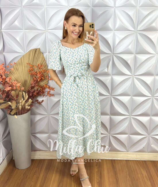 Vestido Geórgia Estampado- Branco - Milla Chic