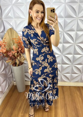 Vestido Gisela em Viscolinho - Azul - Milla Chic