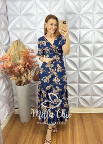 Vestido Gisela em Viscolinho - Azul - Milla Chic