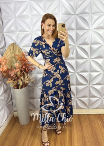 Vestido Gisela em Viscolinho - Azul - Milla Chic