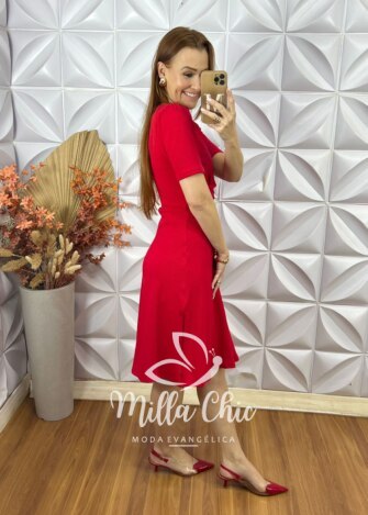 Vestido Karen Em Anaruga - Vermelho - Milla Chic