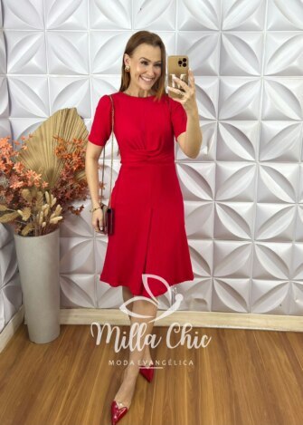 Vestido Karen Em Anaruga - Vermelho - Milla Chic