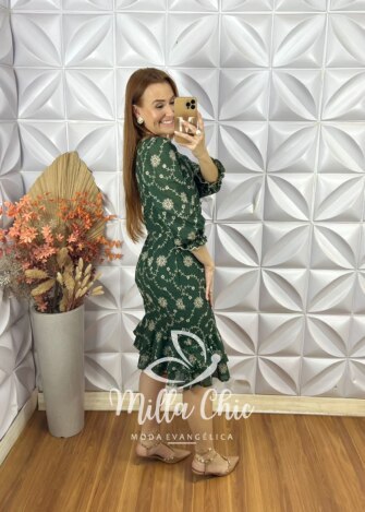 Vestido Laís Em Lesie Algodão - Verde - Milla Chic