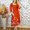Vestido Leonor Em Viscolinho - Laranja - Milla Chic