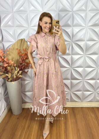 Vestido Lolla Em Lesie Bordado 3 D - Azul baby - Milla Chic