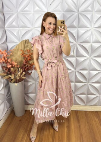 Vestido Lolla Em Lesie Bordado 3 D - Azul baby - Milla Chic