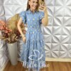 Vestido Lolla Em Lesie Bordado 3 D - Azul baby - Milla Chic