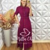 Vestido Longo Isabel Em Viscolinho - Cherry - Milla Chic