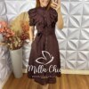 Vestido Lunara Em Lesie 3D - Marrom Escuro - Milla Chic