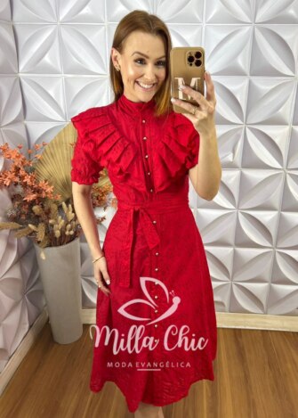 Vestido Lunara Em Lesie - Vermelho - Milla Chic