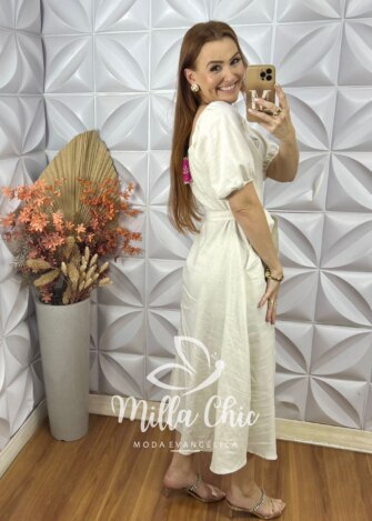Milla Chic - millachic com br vestido nany em linho areia Vestido Nany Em Linho - Areia - Milla Chic