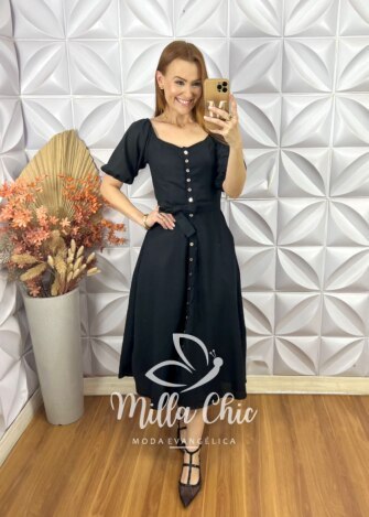 Milla Chic - millachic com br vestido nany em linho preto Vestido Nany Em Linho - Preto - Milla Chic