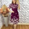 Vestido Raquel Em Viscoamida Bordado - Vinho - Milla Chic